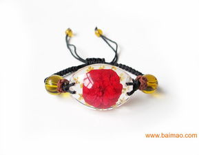 鮮花月季琥珀編織手鏈 廠家直銷特價，優質禮品批發首選